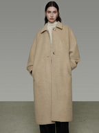 unspoken Thick Minimalist Loose Fit Structured Cut Office Light Camel Long Coats