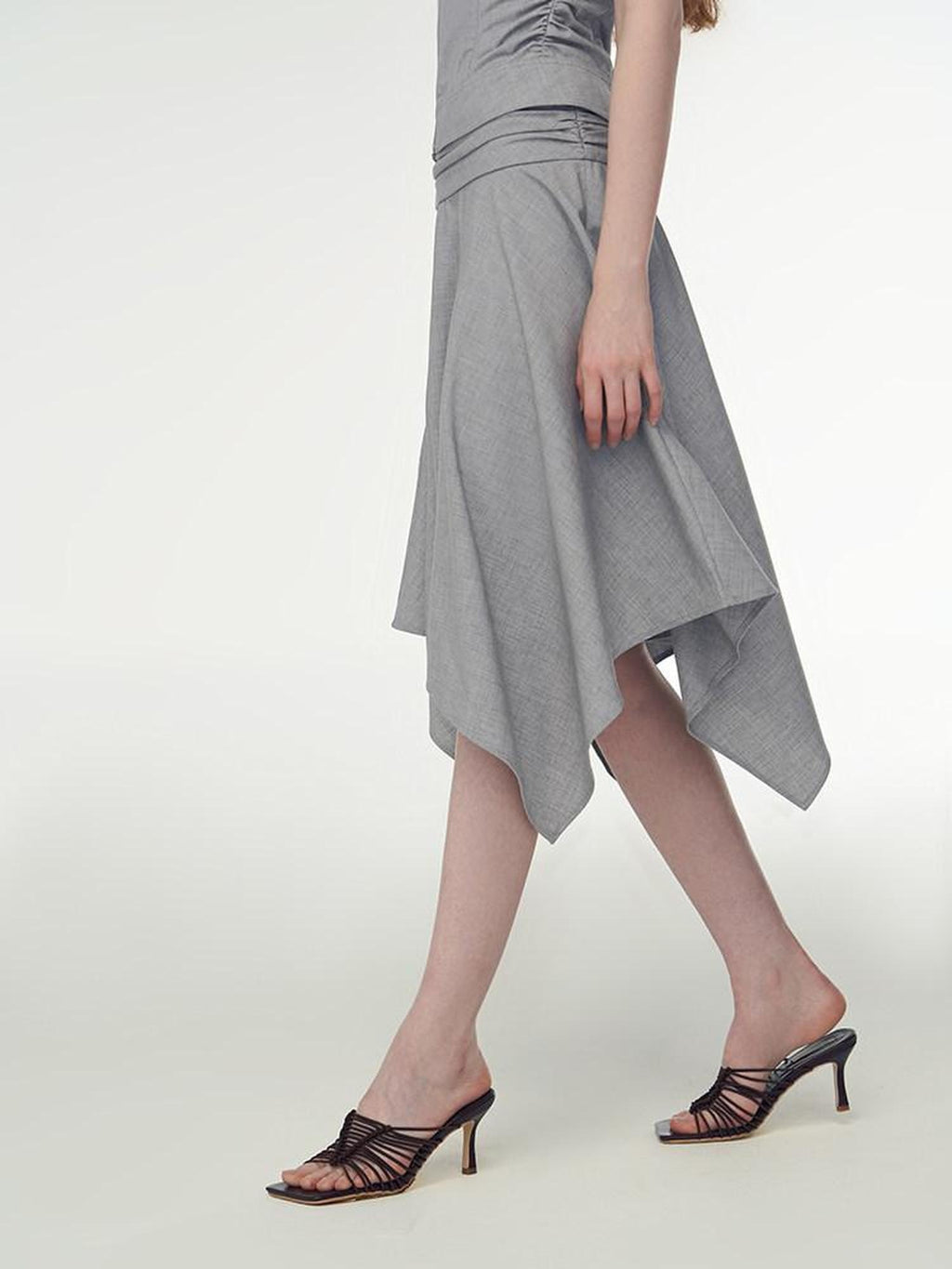 someone sometimes Chic Gray Cropped Top Midi Skirt Young Women S M L Top & Skirt Sets
