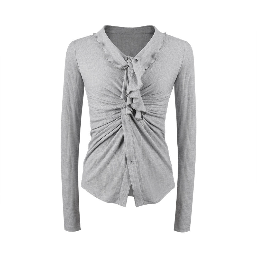 someone_sometimes_Ruffled_V-neck_Slim_Fit_Thin_Knit_Viscose_Women_Oatmeal_Long_Sleeve_T-Shirts_MISSTT