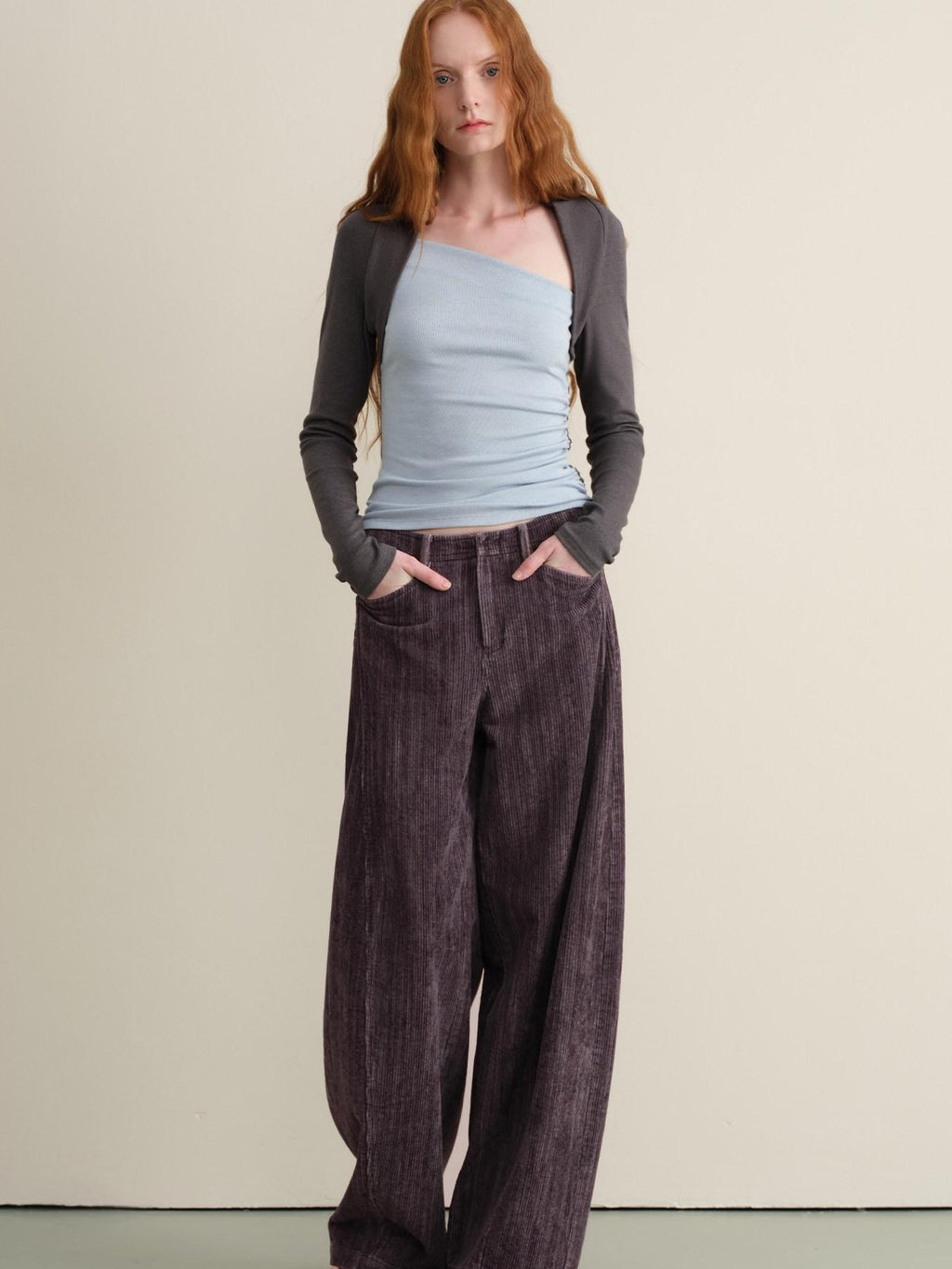 someonesometimes Washed Cotton Vintage Balloon Natural Waist Casual Women Purple Pants