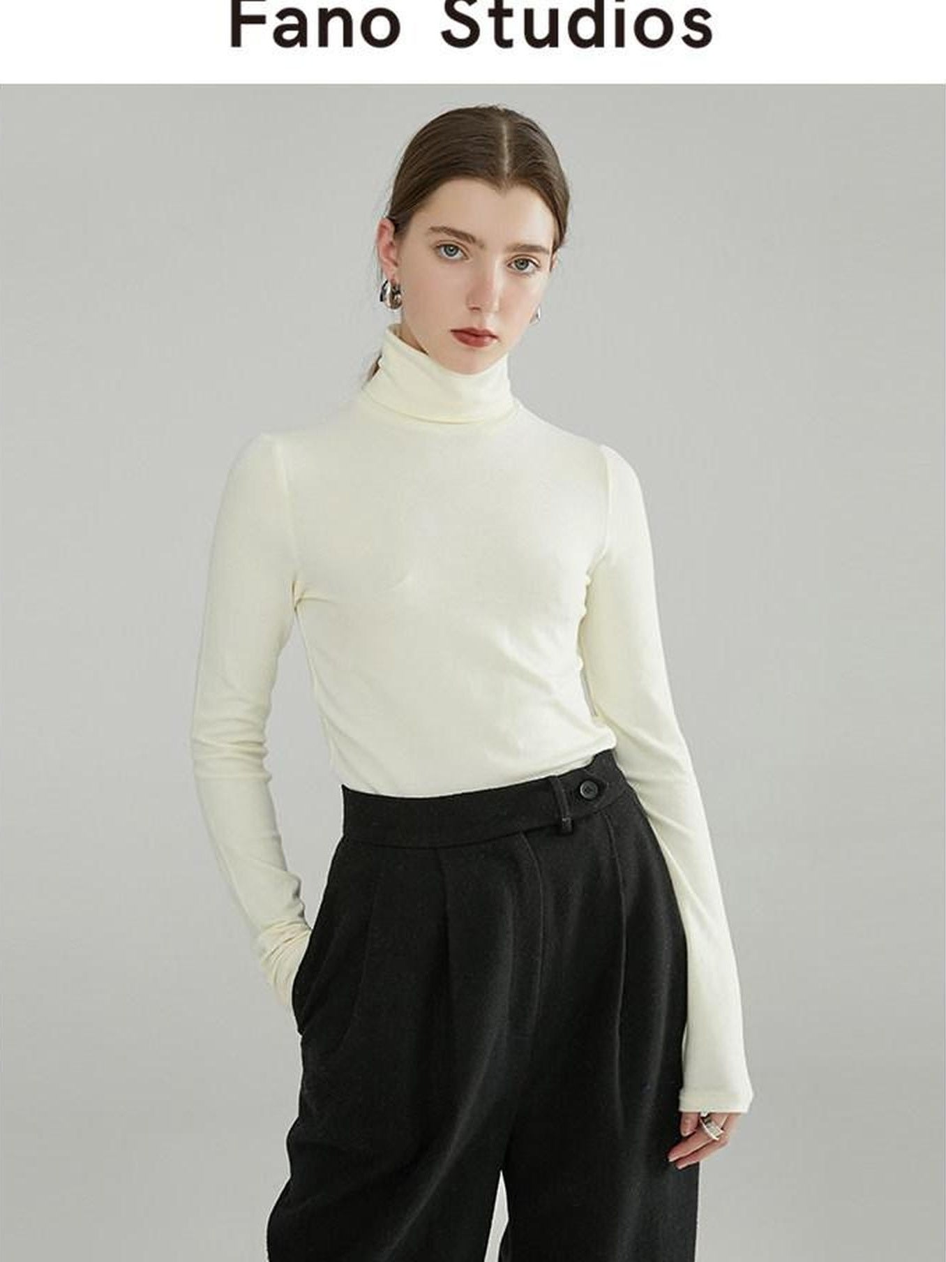 fano Commuter Turtleneck Slim Fit Women Acrylic Knit Solid Sweaters