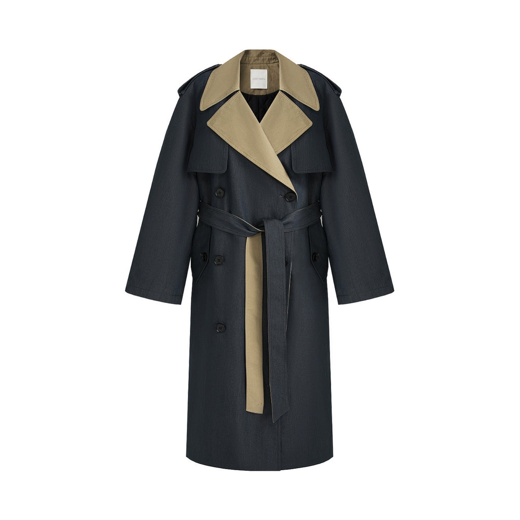 unspoken_Navy_Cotton_Denim_Double_Breasted_Loose_Fit_Commuter_Women_Trench_Coats_MISSTT