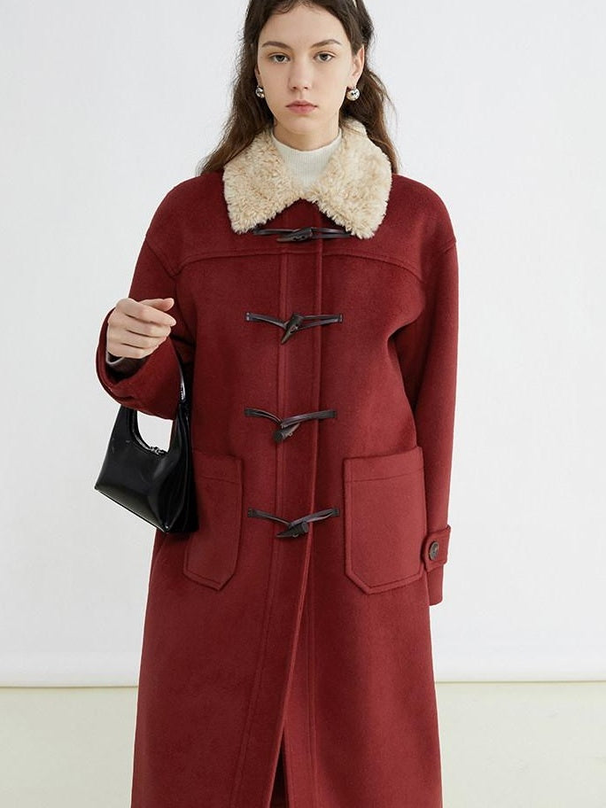 fano Warm Thick Mid Length Stand Collar Straight Commuter Young Women Wool Coats