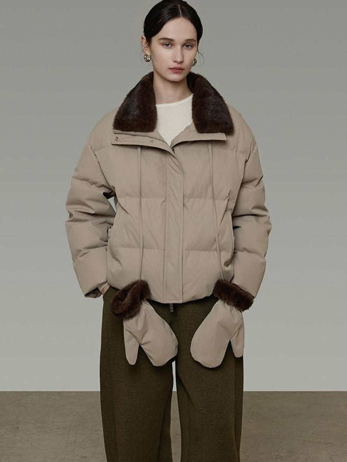 unspoken 90 White Duck Down Warm Loose Commuter Zip Lapel Women Down Jackets