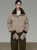unspoken 90 White Duck Down Warm Loose Commuter Zip Lapel Women Down Jackets
