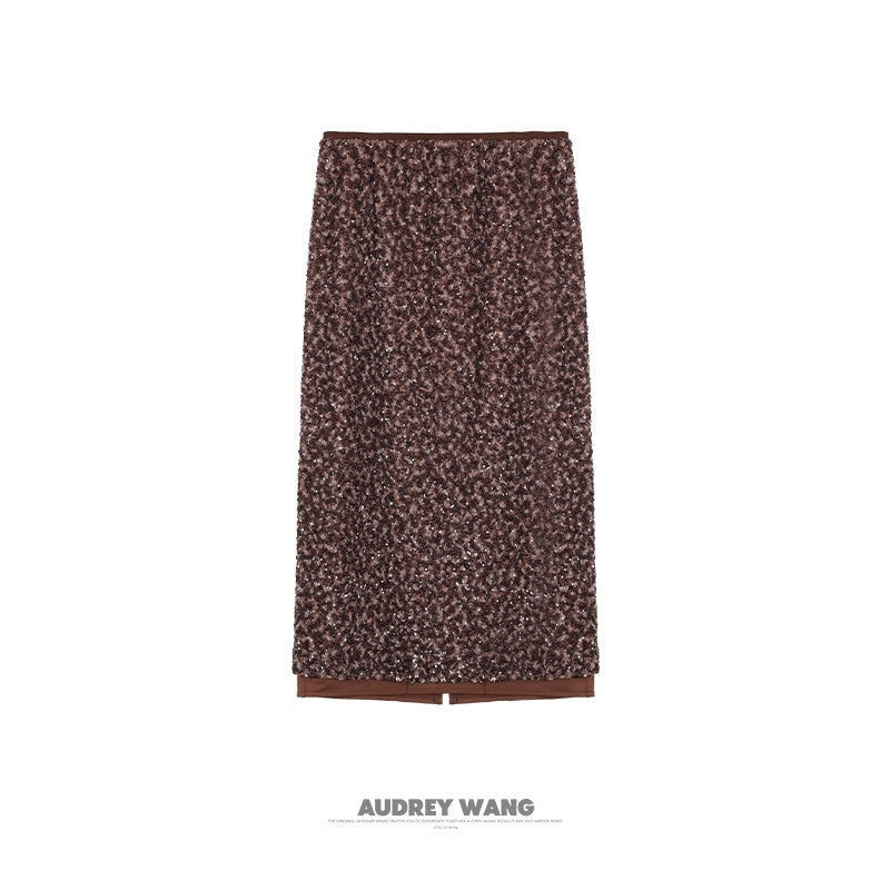 audreyyang_Stretch_Sculpting_Mid_Waist_Pencil_Slim_Fit_Brown_Women_Polyester_Maxi_Skirts_MISSTT