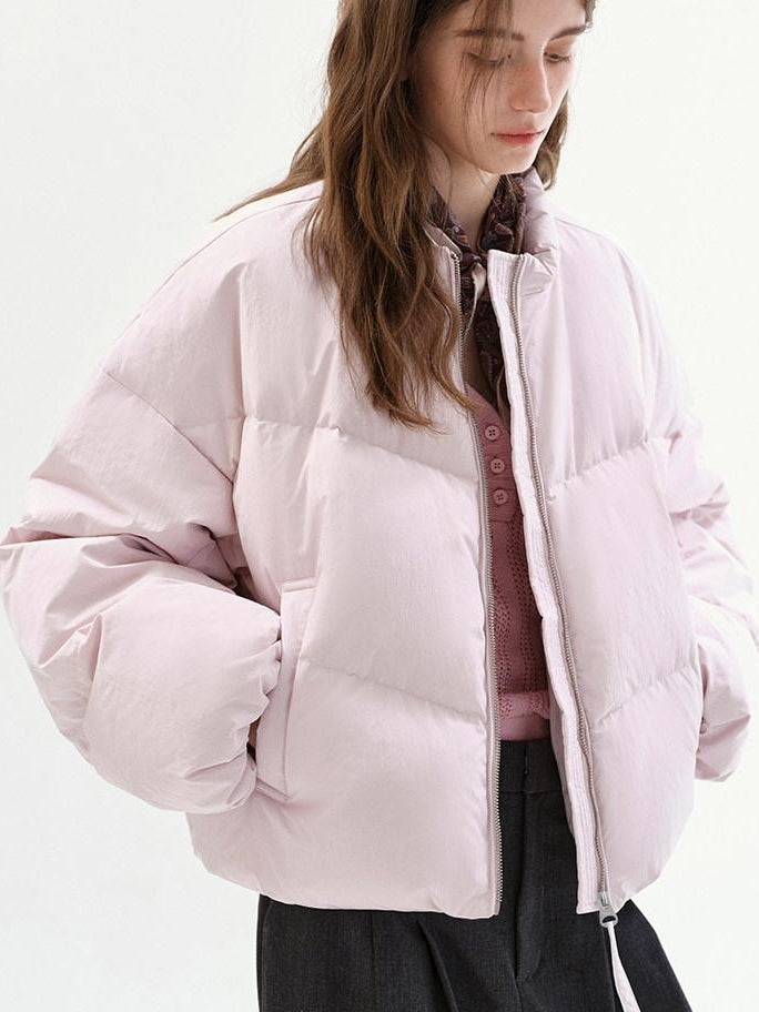 fano 90 Fill White Duck Down Warm Baseball Collar Casual Women Pink Down Jackets