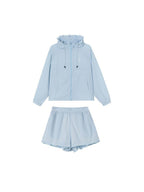 ikyou Upf50+ Breathable Nylon Ruffle Zip Commuter Relaxed Fit Women Top & Shorts Sets