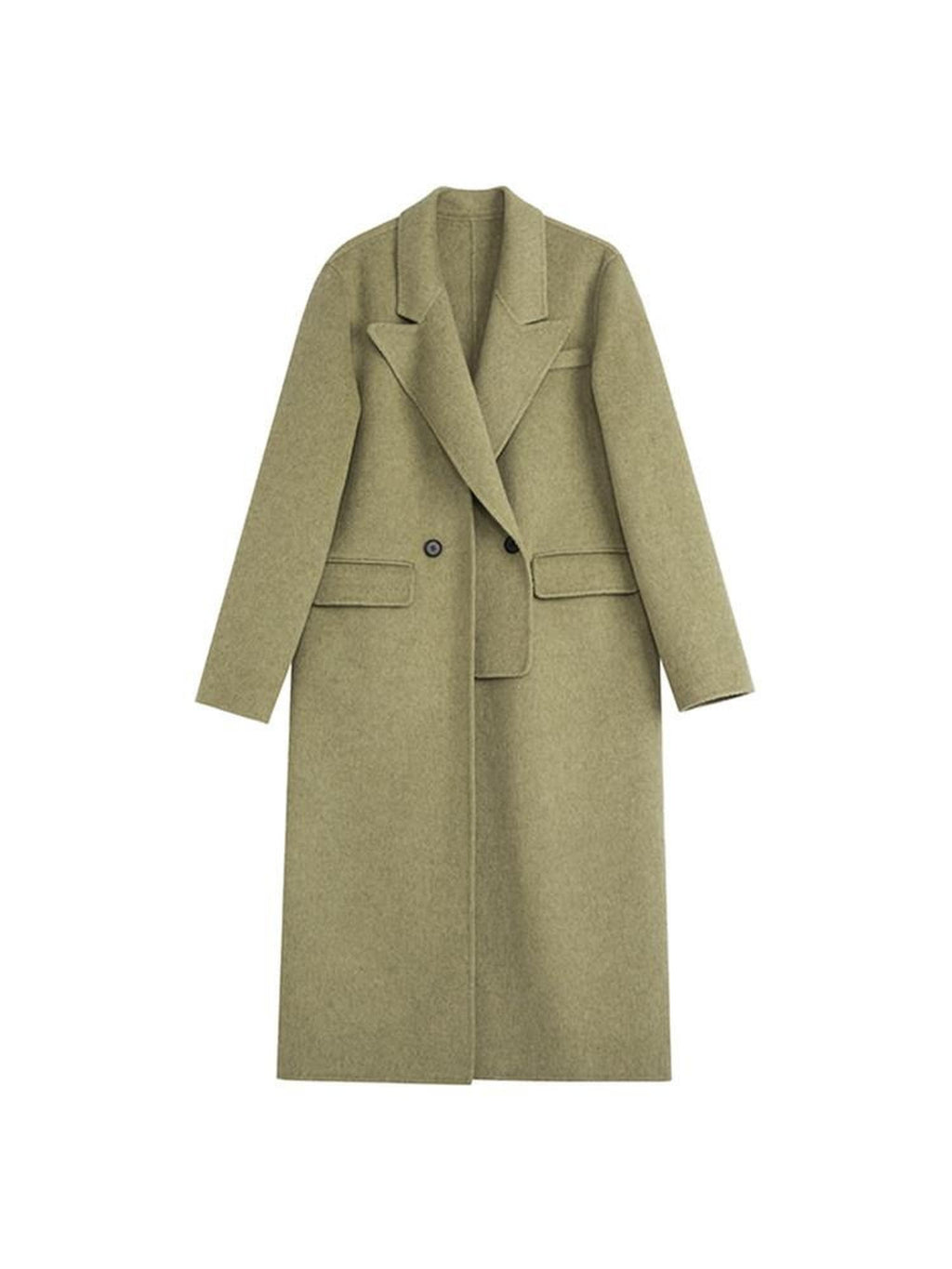 unspoken 70 Wool 30 Polyester Blend Minimalist Straight Double Breasted Blazer Wool Coats