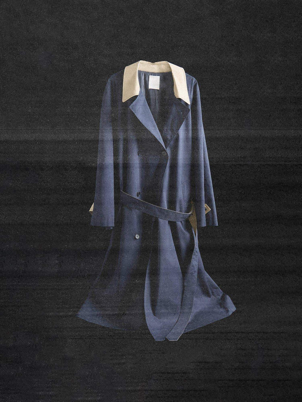 unspoken Minimal Commuter Cotton Loose Fit Single Breasted Long Navy Trench Coats