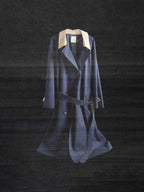 unspoken Minimal Commuter Cotton Loose Fit Single Breasted Long Navy Trench Coats