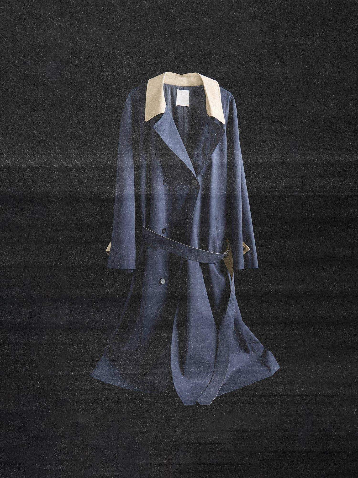 unspoken Minimal Commuter Cotton Loose Fit Single Breasted Long Navy Trench Coats