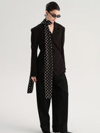 audreyyang Crossover Waist Office Relaxed Fit Women Double Breasted Black Blazers