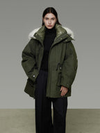 unspoken 90% White Duck Down Warm Midlength Stand Collar Women Army Green Down Jackets