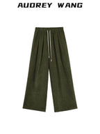 audreyyang Comfort Stretch Polyester Casual Elastic Pull On Women Wide Leg Pants