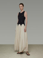 unspoken Elegant Beaded High Waist A Line Sleeveless Office Polyester Maxi Dresses