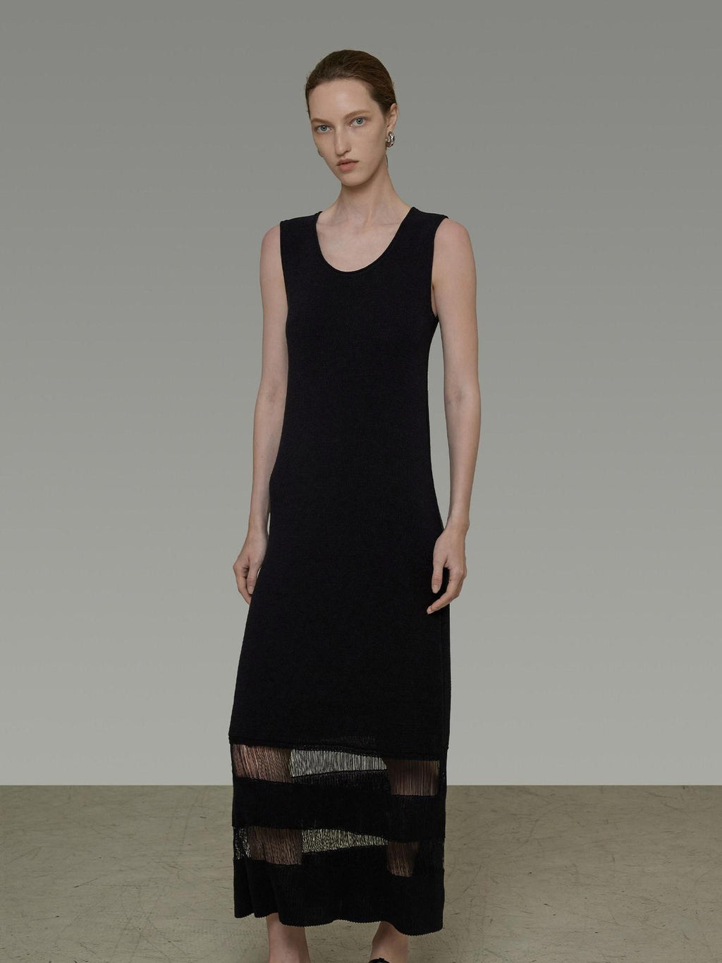 unspoken Elegant Sleeveless Cutout H Line Tank Dress City Commute Black Maxi Dresses