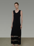 unspoken Elegant Sleeveless Cutout H Line Tank Dress City Commute Black Maxi Dresses