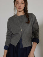 Lofi choose Soft Acrylic Loose Commuter Round Neck Button Long Sleeve Women Knit Cardigans