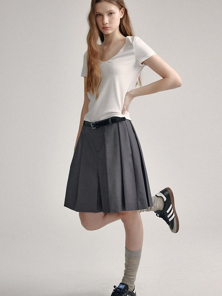 fano Cotton Tencel V-neck Straight Fit Women Black White Short Sleeve T-Shirts
