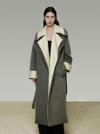 unspoken Minimal Commuter Oversized Long Notch Collar Olive Green Wool Blend Wool Coats