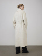 unspoken Warm Wool Rabbit Silk Blend Tie Waist Straight Cut Minimal Commuter Long Coats