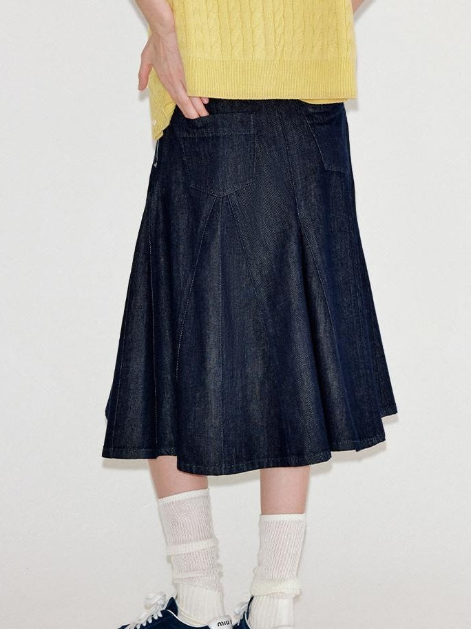 fano High Waist Vintage Ruffle Circle Skirt Loose Fit Women Picnic Cotton Midi Skirts