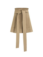 unspoken High Waist Drawstring Minimalist Workwear Cotton Blend Khaki Mid-Length Shorts