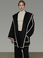 unspoken Premium Wool Alpaca Blend Straight Tailored Office Notch Lapel Black Wool Coats