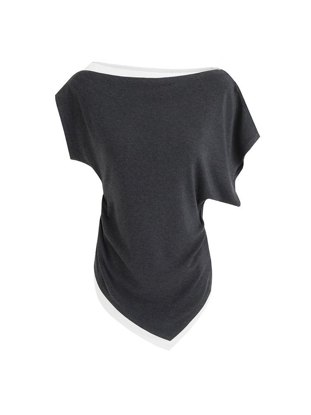 unspoken Viscose Knit Slim Minimal Women Colorblock Off Shoulder Crop Tops
