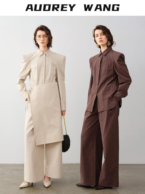 audreyyang Durable Long Sleeve Cotton Blend Relaxed Fit Women Top & Pants Sets
