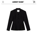 audreyyang_Waist_Cinch_Slim_Casual_V-neck_Single_Breasted_Women_Office_Black_Wool_Coats_MISSTT