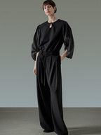 unspoken Breathable Original Loose Spliced Lantern Sleeve Pullover Polyester Blouses