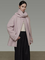 unspoken Cozy Lambswool Midlength Loose Tailored Minimal Women Pink Wool Coats