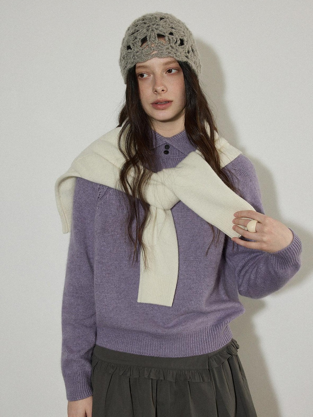 Lofi choose High Waist Ruffle A Line Pleated Cotton Commuter Skirt For Women Midi Skirts