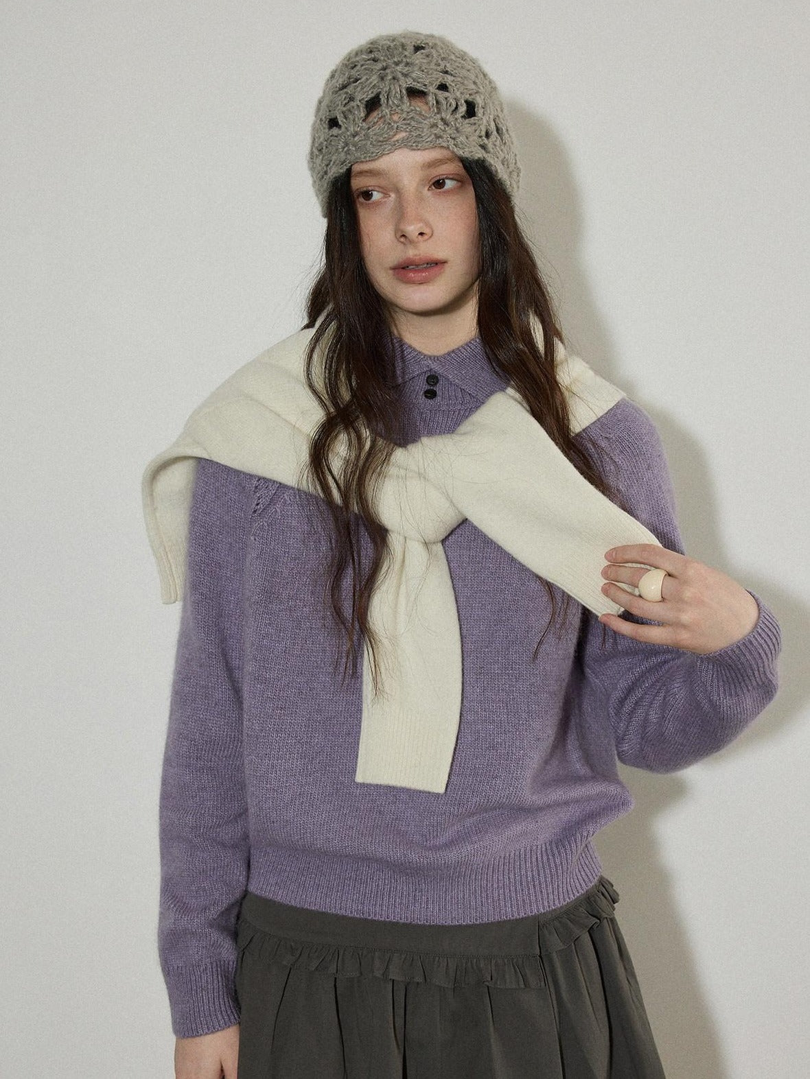 Lofi choose High Waist Ruffle A Line Pleated Cotton Commuter Skirt For Women Midi Skirts