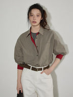 Lofi choose Pure Cotton Long Sleeve Loose Fit Contrast Plaid Button Down Women Shirts