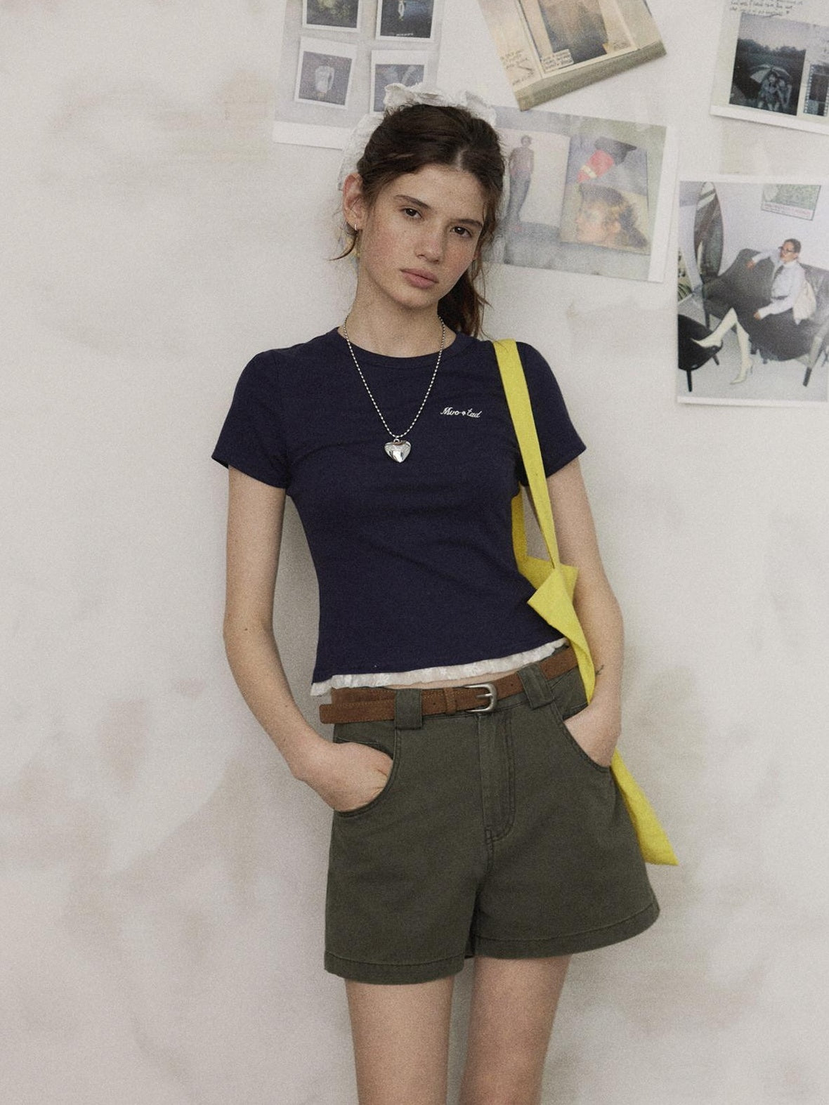 Lofi choose High Waist Distressed Loose Fit Women Zip Washed Green Mid-Length Shorts