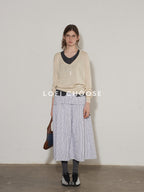 Lofi choose Silk Blend V-neck Oversized Pullover Simple Women Solid Knit Sweaters