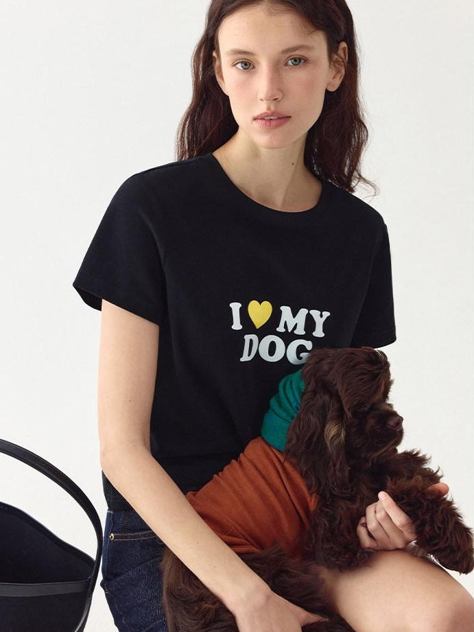 fano Stretch Cotton Printed Korean Loose Cropped Round Neck Short Sleeve T-Shirts