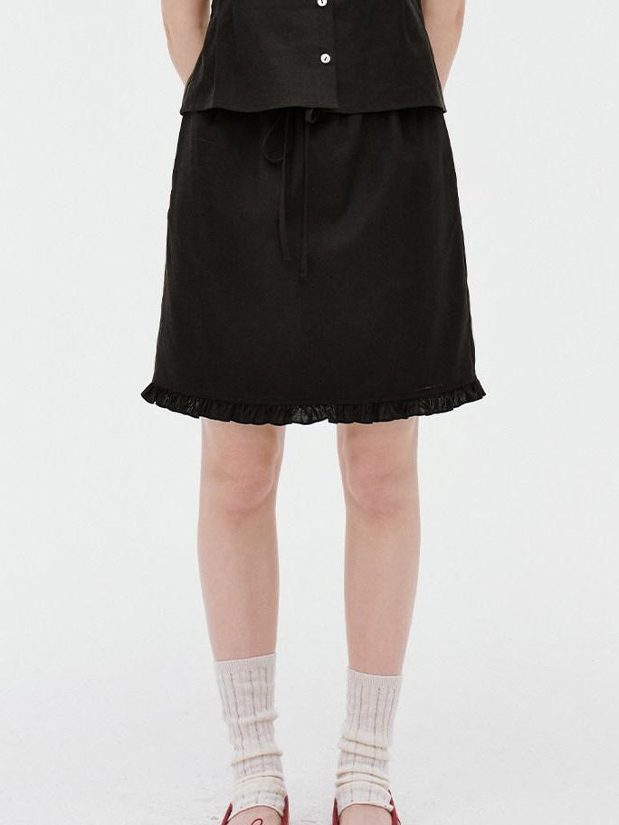 fano Figure Flattering Round Neck Black Two Piece Women S M L Top & Skirt Sets