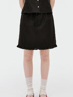 fano Figure Flattering Round Neck Black Two Piece Women S M L Top & Skirt Sets