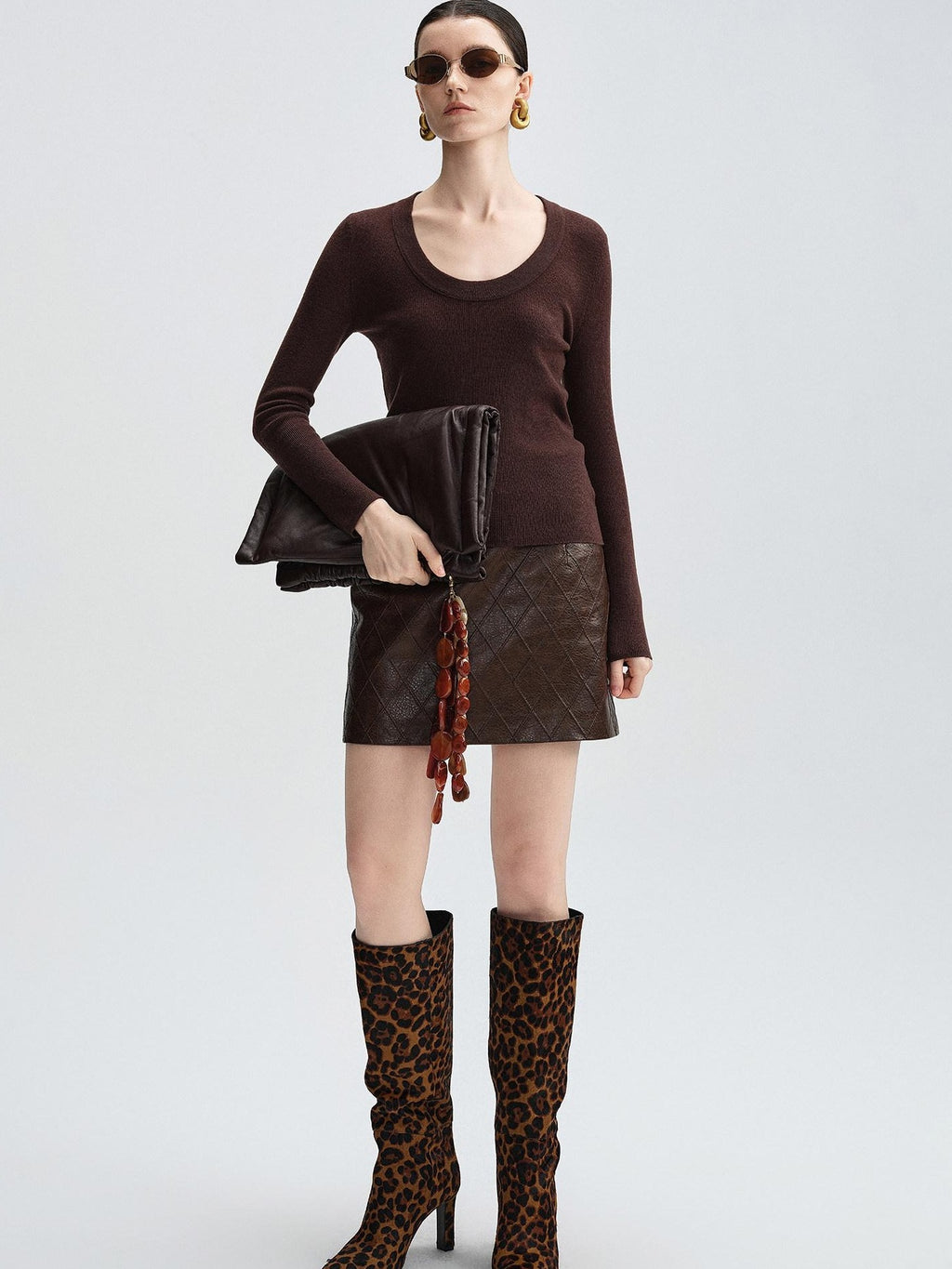 audreyyang Cozy 100% Wool Slim Fit Round Neck Pullover Women Knitwear Tops Sweaters