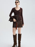 audreyyang Cozy 100% Wool Slim Fit Round Neck Pullover Women Knitwear Tops Sweaters