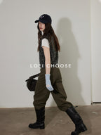 Lofi choose Wool Blend V-neck Commuter Layering Office Carbon Gray Vests