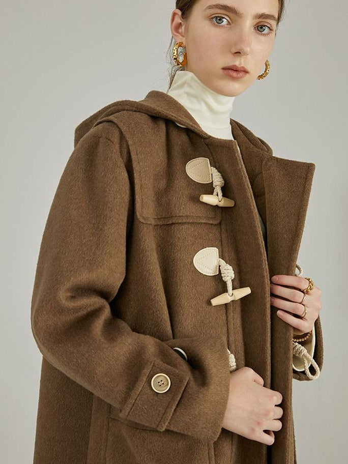 fano Toggle Pocket Minimal Commuter Midlength Women Polyester Blend Long Coats