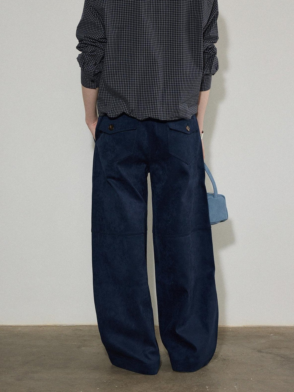 Lofi choose High Waist Stretch Wide Leg Zip Office Casual Women Brown Navy Straight Pants