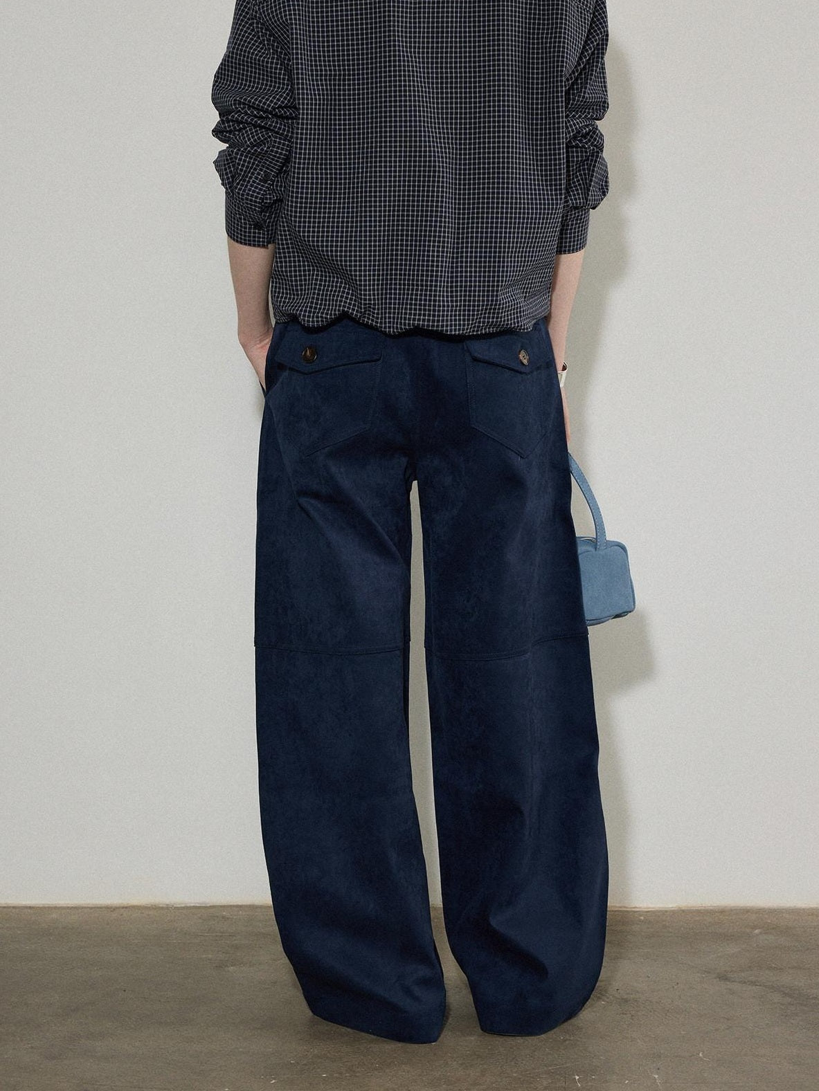 Lofi choose High Waist Stretch Wide Leg Zip Office Casual Women Brown Navy Straight Pants