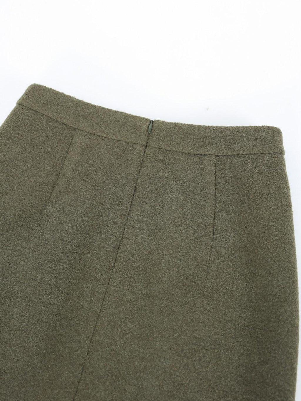 audreyyang Insulated Loose Fit Hooded Wool Blend Hidden Button Beech Green Cropped Jackets