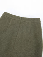 audreyyang Insulated Loose Fit Hooded Wool Blend Hidden Button Beech Green Cropped Jackets